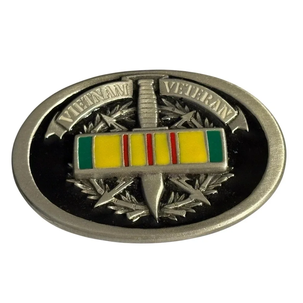 NOS Vietnam Veteran Belt Buckle Enameled‎ Great American Buckle Co. 1996 Vintage